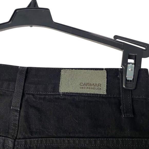 Carmar Beatrice Revolve Black Denim Silver Star Mini Skirt Zipper Front size 25 - Picture 4 of 6